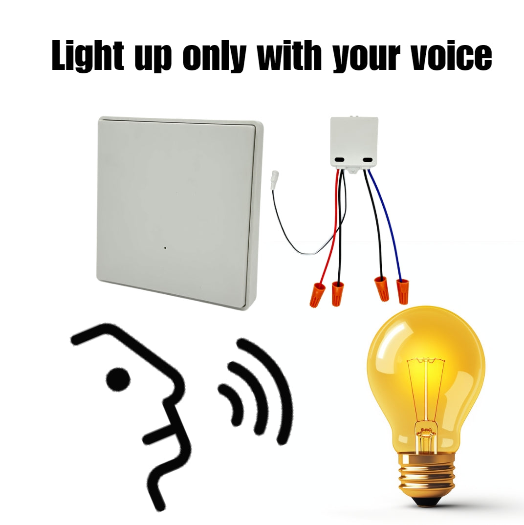 AuriLink Wireless Light Switch Kit - Offline Voice Control, No Wiring Needed, Easy Install, Works with All Bulbs - Single Wireless Switch Kit